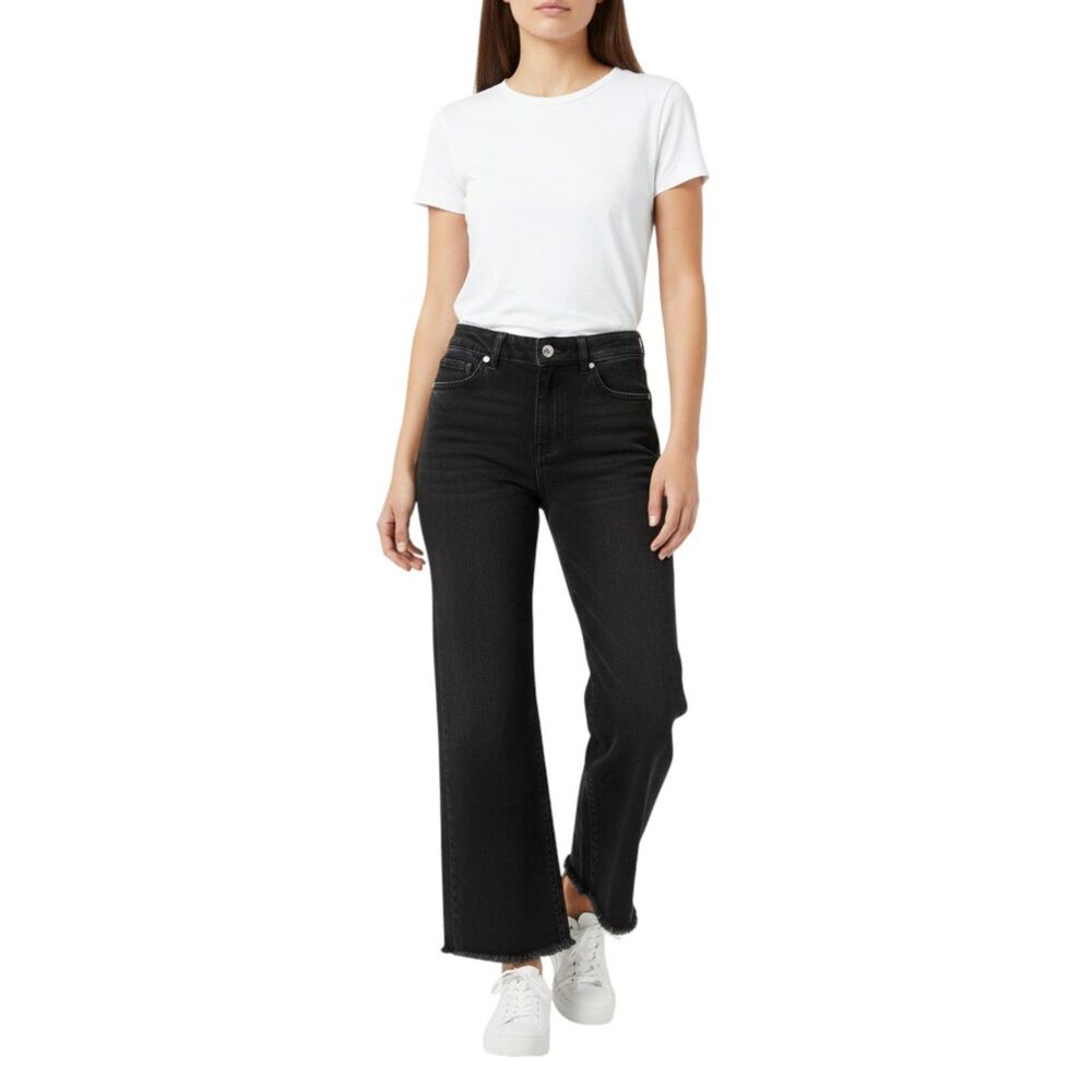 Galmint Flared Black Jeans Skirt, Size 8, Stretchy Cotton Blend